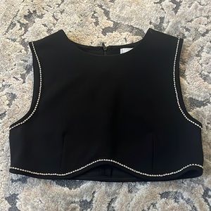 Black super crop sparkle top